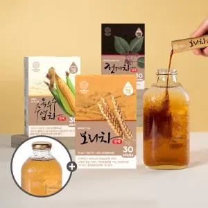 티브루 간편하게 타먹는 액상차 10ml 30+30 총 60개입(보리차/옥수수수염차/헛개수) + 뉴트로 유리병