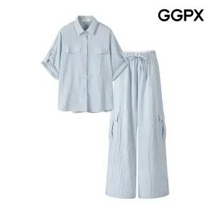 [GGPX] 롤업 셔츠 앤 카고 팬츠 투피스 (GP6ST003F)