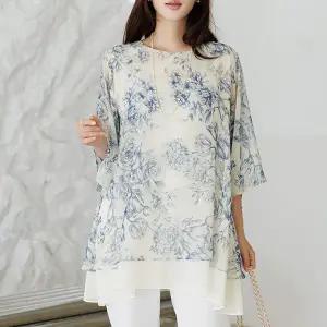[하프클럽/데드라](~88size)레이디롱블라우스 TBE3318_YO