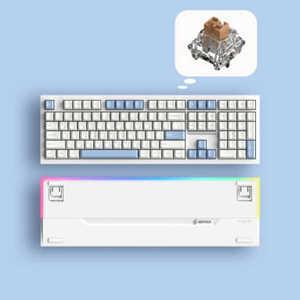 [롯데백화점]터치플래닛 SPM PL108W 풀배열 유무선 사무용 키보드, 화이트, 새벽 택타일