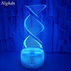 Nighdn DNA 모델 3D Illusion Lamp Led 야간 조명 7 색 변경 침실 책상 램프 어린이 선물 홈 장식