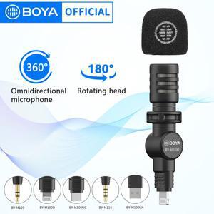 BOYA BY-M100 유선 마이크 플러그 앤 플레이 iPhone 안드로이드 카메라 PC 라이브 스트리밍 Vlog 용 오디오