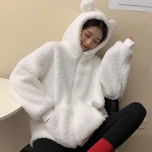 뽀글이점퍼 양털자켓 털자켓 플 후 뽀글이자켓 YT-37 오버핏 곰돌이후드