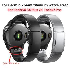 Garmin Fenix5 5XPlus 6 6XPro 7 Tactix 금속 손목 밴드 Easy Fit 시계 팔찌 용 22 26mm 티타늄 퀵 릴리스