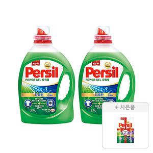 퍼실 파워젤 드럼/일반 겸용 2.7L, 2개 + 증정(파워젤 라벤더듀얼  파우치 300mL, 1개)