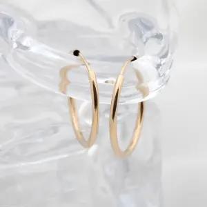 14K 골드필드 이어링 20mm 파이프 후프 링 귀걸이