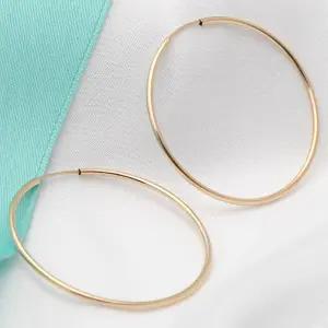 14K 골드필드 이어링 40mm 파이프 후프 링 귀걸이