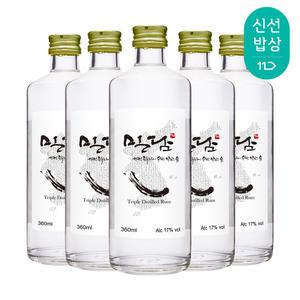 [품질보장]착한농부 밀담 17도 360ml x5병 국산 단수수 3번 증류한 럼
