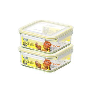 글라스락 클래식 옐로우에디션 정사각 850ml 2조, 1개
