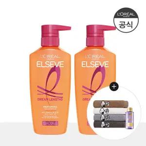 드림랭스 샴푸 400ml 2개 (증)스누피 타올(색상 랜덤1개)+샴푸 미니 100ml(랜덤)