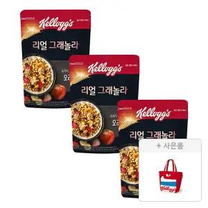 켈로그 리얼 그래놀라, 400g, 3개 + 증정 (리유저블백 빨강,1개)