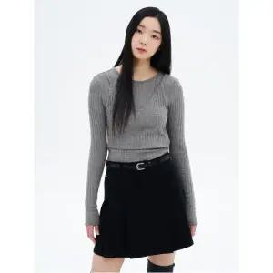 레이어드 긴소매 티셔츠 - 그레이 (355141LY33)