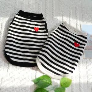 루나몽 강아지옷 레드하트 스트라이프 티셔츠국산 자체브랜드