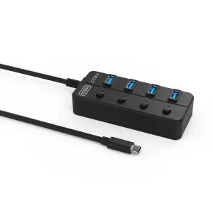 넥스트유 715TC 무전원 4포트 USB 3.0 C타입 USB 허브 25cm / 최대 5Gbps 전송 / 개별 전원스위치