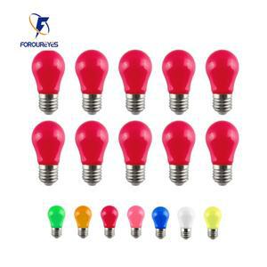 10pcs 색상 E27 LED 전구 220V 2W A45 램프 빨간색 파란색 흰색 노란색 핑크 PC 야외 캠핑 장식 축제