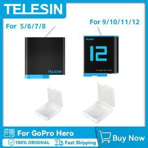 TELESIN GoPro 5 6 7 8 9 10 배터리 Hero 용 1750mAh 교체 12 11 블랙 액션 카메라 부품