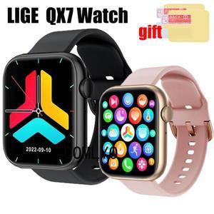 LIGE QX7 스트랩 스마트 시계 여성 남성 실리콘 밴드 소프트 스포츠 팔찌 화면 보호 필름