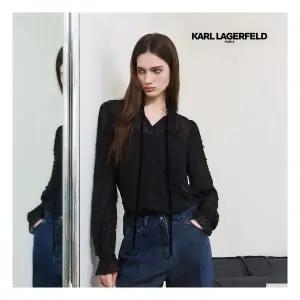 칼라거펠트 [온플] 25FW 벨벳 리본 블라우스836451