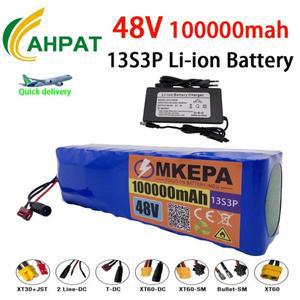 항공 운송 New48V100Ah 1000w 13S3P 48V 리튬 이온 배터리 팩 100000mah BMS + 충전기 AHPAT가있는 54.6v