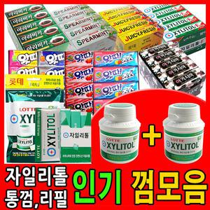 [껌 모음] 롯데 자일리톨 오리지널 리필 통 코팅 F 왓따 샤인머스캣 복숭아 쥬시후레쉬 스피아민트 아라비카 커피 풍선 리필 통