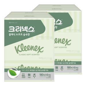크리넥스 클래식 소프트 숲속향 미용티슈 180매X6개입 2팩