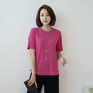 엄마옷 마담4060 솔리드라운드티셔츠-QTE304051-