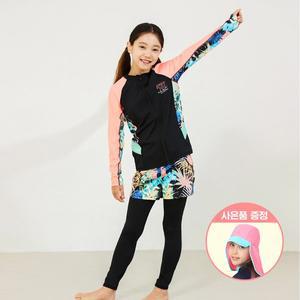 [베이직엘르][본사] 베이직엘르 여아동 집업 래쉬가드 비치반바지 워터레깅스 세트 BEG-W602K