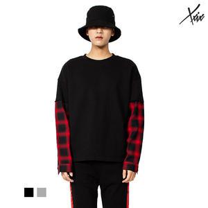 XXIX - SLEEVE CHECK SWEATSHIRT 소매 체크 맨투맨