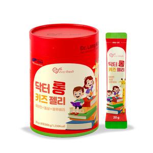 에버프레쉬 닥터롱키즈 홍삼 젤리 20g 30포 1개월 분량 6년근 홍삼 스틱 블루베리 포도맛 젤리