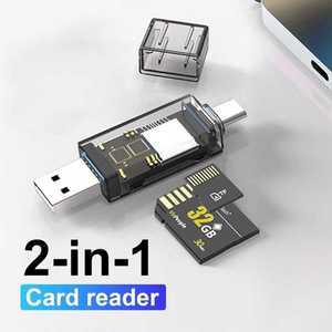 멀티기 투명 USB C타입 SD TF 카드 리더 고속 미니 휴대폰 메모리 노트북 액세서리 2 in