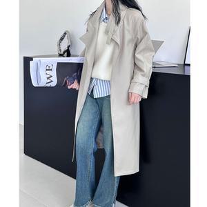 여자 트렌치 코트 오렌지 가을 빈티지 루즈핏 ST3