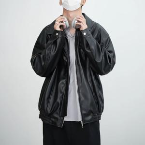 남자점퍼 블루종항공 항공 점퍼 블랙 크린핏 가죽 아우터 봄가을 빈티지 라이더 루즈핏 칼라 재킷 원템3