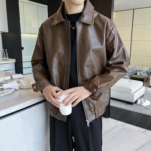 남자점퍼 블루종항공 항공 점퍼 가죽 아우터 루즈핏 터틀넥 봄가을 캐주얼 라이더 pu 재킷 원템3