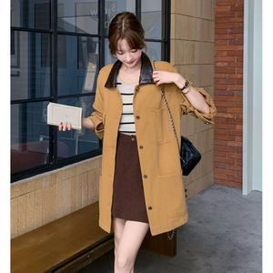 여성 코트 트렌치 가을 카키 루즈핏 긴팔 오버핏 카고 하프 MF3