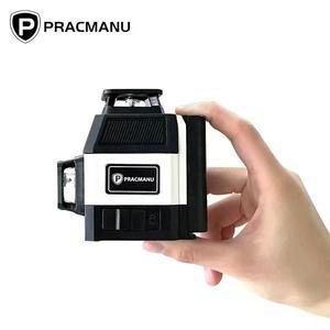 Pracmanu 미니 12 라인 3D 레이저 레벨 360 셀프 레벨링 수평 및 수직 크로스 슈퍼 강력한 녹색 빔