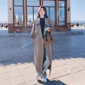 여성 코트 트렌치 그레이 여롱 봄가을 헨리넥 루즈핏 MF3