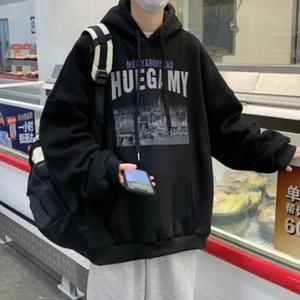 루인 프린팅 후드 티셔츠