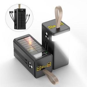 CCAGU 대용량 보조배터리 60000mAh 고속충전 태양광충전기 일체형  멀티단자 차박 캠핑용 LED조명등 블랙