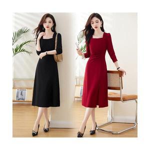 여성원피스 봄가을 원피스 프렌치 패션 미디 움 롱 레깅 스커트 OOTD3