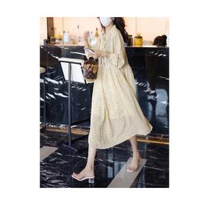 여성원피스 프렌치 도트 원피스 가을 쁘띠 미디 스커트 OOTD3