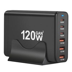 충전기 어댑터 새로운 스타일 120W GaN 충전기 6 포트 USB C타입 PD 빠른 휴대폰