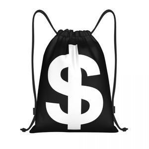 미국 돈 달러 로고 Drawstring 가방 남성 여성 접이식 스포츠 Sackpack 쇼핑 스토리지 배낭