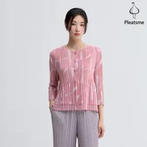 스퀘어 프린트 플로우 플리츠 블라우스_EPBLM025001