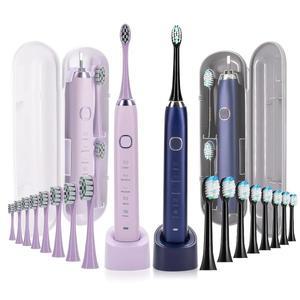 충전식 음파 전동 칫솔, 스마트 치과 치아 미백, 성인용 Sarmocare S100, 브러시 헤드 8 개