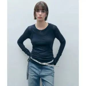 매장정품 몽돌 MONGDOL SET 사이드 셔링 레이어드 티셔츠 네이비 MDTS067NAVY 127048