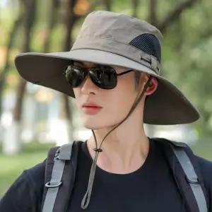 여름 남성용 넓은 챙 메쉬 등산모자 자외선 차단 야외 캠핑 하이킹 통기성 좋은 선바이저