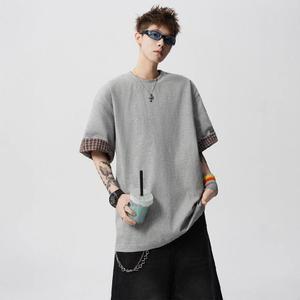 남성 체크 헨리넥 반팔 티 여름 라운드넥 C01Z2S 원템2