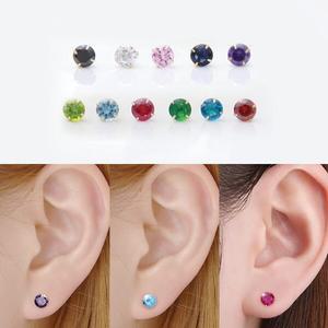 14K GOLD 5mm 라운드 큐빅 금 귀걸이