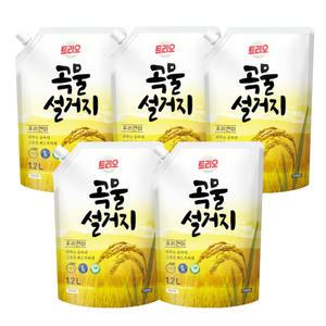 트리오 곡물설거지 주방세제 우리현미 리필 1.2L x5개