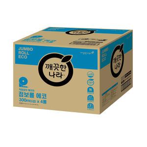 깨끗한나라 에코 점보롤 화장지 300m 4롤 4팩